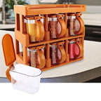 6 Jar Masala Rack Cooking Kitchen Seasoning Box Masala Box Set Spice Jar