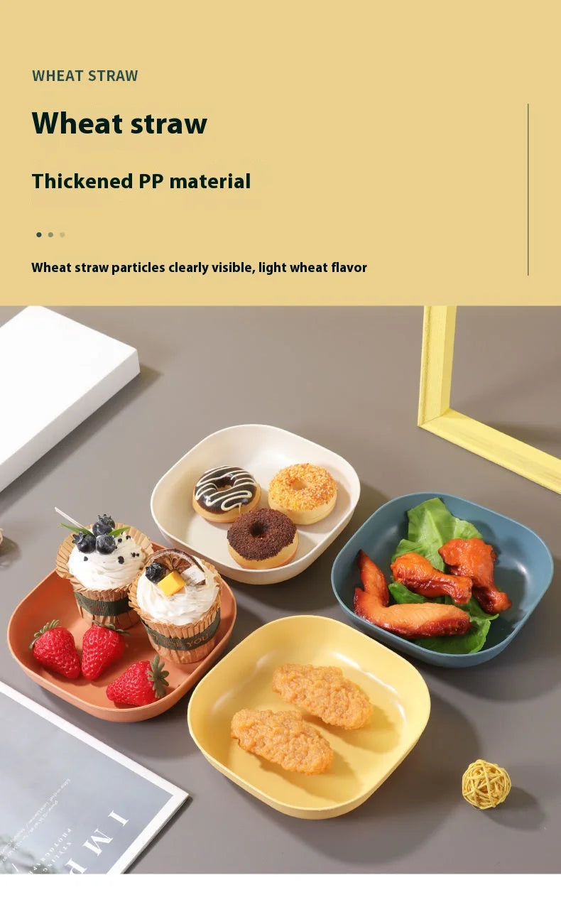 plate SET with stand  10Pcs Multi-function Spit Bone Dish Household Food Grade Plastic Spit Bone Dish Round Square Set Dining Table Side Plate