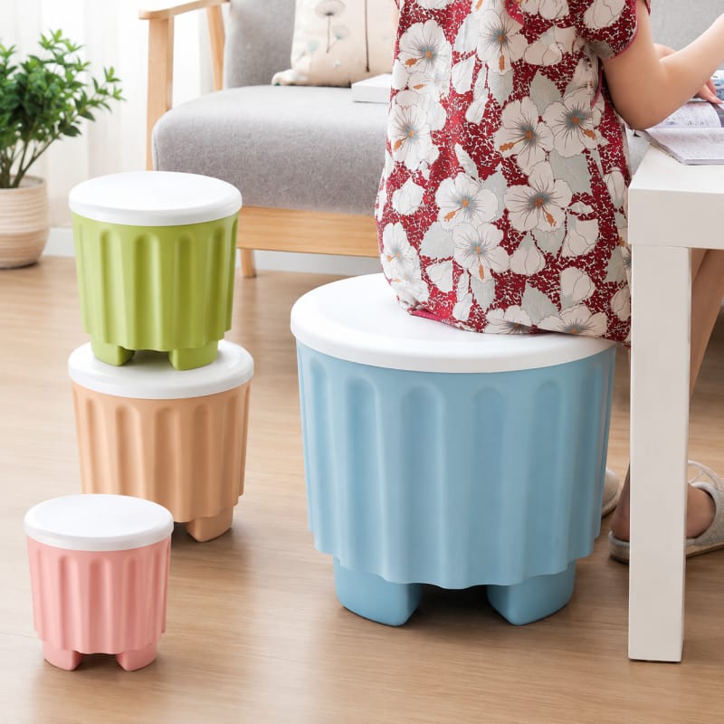 1 Piece Storage Stool Plastic Large Capacity Stackable Storage Box Footstool