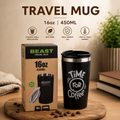 BEAST MUG 450ml Coffee Mugs Stainless Steel 450ml Coffee Cups with Lid Time For Coffee Mugs