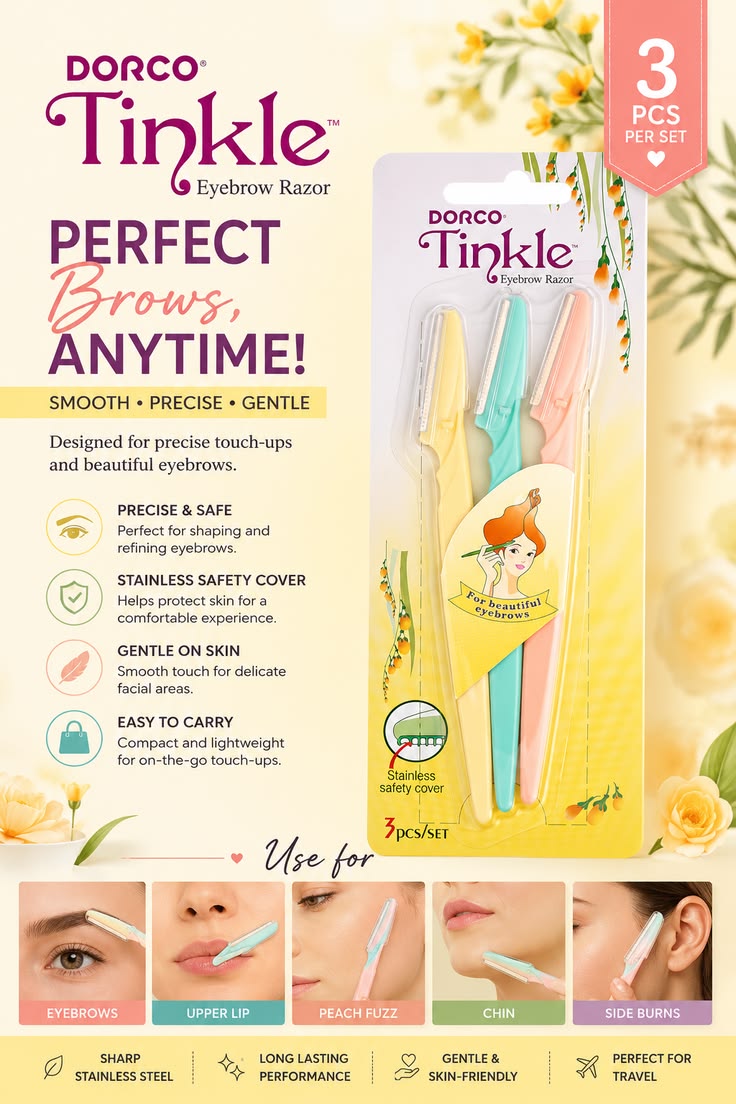 Tinkle Eyebrow Razor Pack of 3 - Face Hair Removal