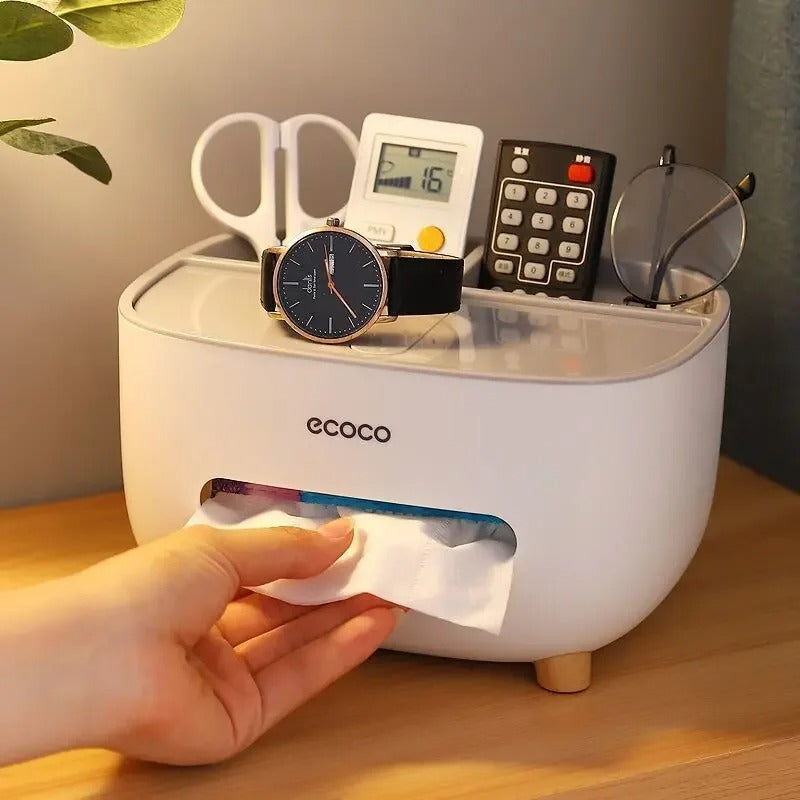 Multifunctional Tissue Box Holder – Comfortable Plastic Remote Control Storage