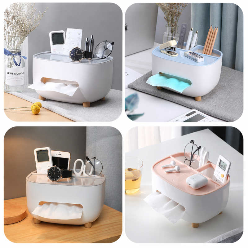Multifunctional Tissue Box Holder – Comfortable Plastic Remote Control Storage