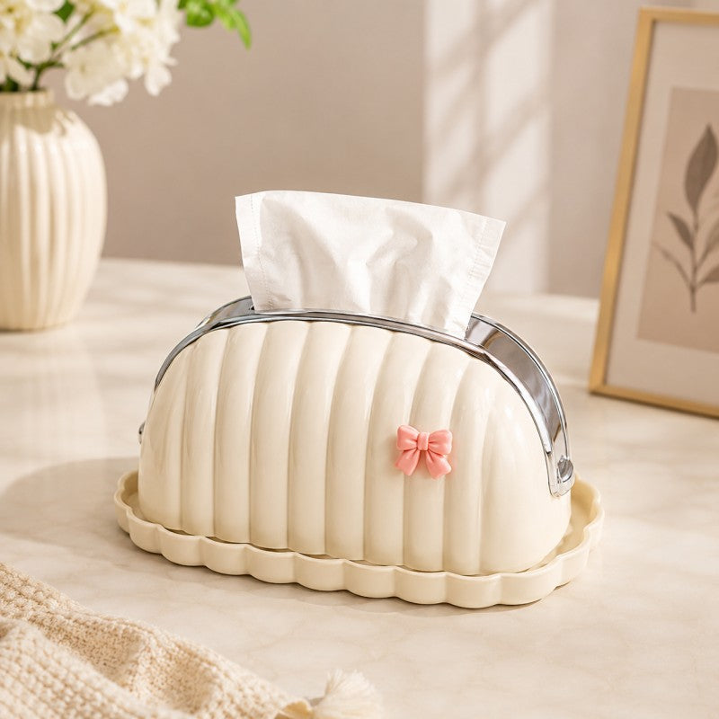 Luxury Tissue Box Desktop Organizer Shell Tissue Box