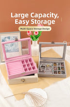 Velvet Glass Ring Earring Jewelry Display Organizer Box