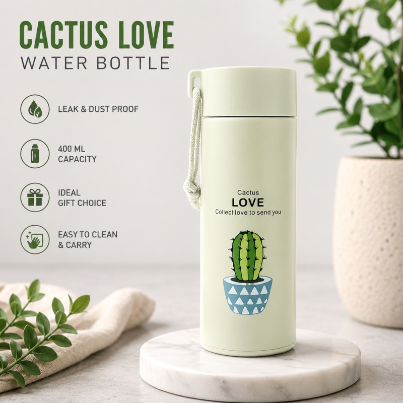 CACTUS WATER BOTTLE Cactus Water Bottle - Insulated for Ultimate Freshness - Perfect for School, Gym, and Office Use